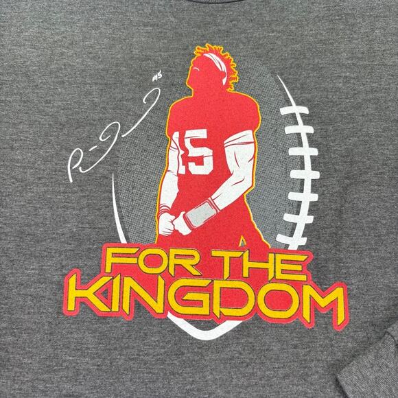 Patrick Mahomes For the Kingdom KC Chiefs Graphic Long Sleeve T-Shirt Gray XL - Picture 2 of 7